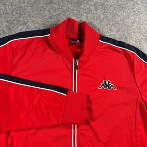 Kappa Track Jacket‎ Mens M Red Full Zip Stitched Logo Athletic Soccer Football